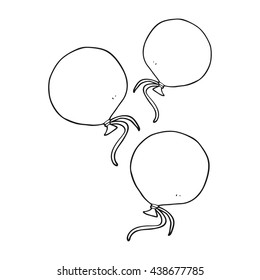 freehand drawn black and white cartoon balloons
