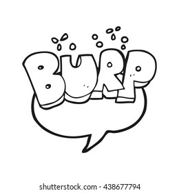 freehand drawn black and white cartoon burp symbol