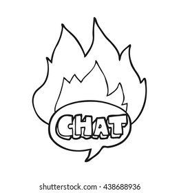 freehand drawn black and white cartoon chat symbol