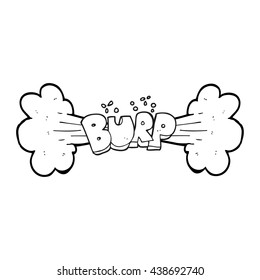 freehand drawn black and white cartoon burp symbol