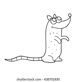 freehand drawn black and white cartoon rat