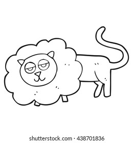 freehand drawn black and white cartoon lion