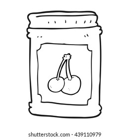 freehand drawn black and white cartoon cherry jam jar