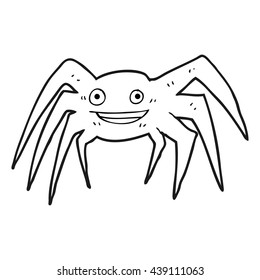 freehand drawn black and white cartoon happy spider
