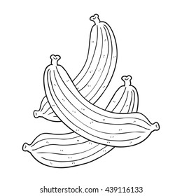 freehand drawn black and white cartoon bananas