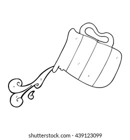 freehand drawn black and white cartoon pouring milk jug