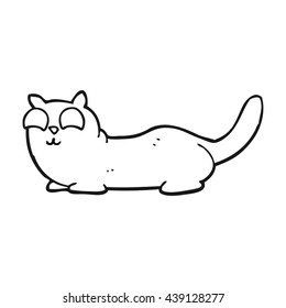 freehand drawn black and white cartoon cat
