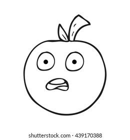 freehand drawn black and white cartoon tomato