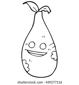 freehand drawn black and white cartoon pear