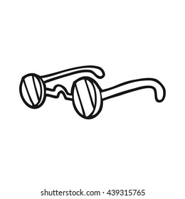 freehand drawn black and white cartoon sunglasses