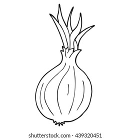 freehand drawn black and white cartoon onion