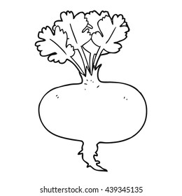 freehand drawn black and white cartoon muddy turnip