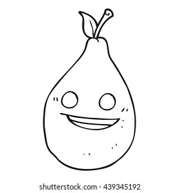 freehand drawn black and white cartoon pear