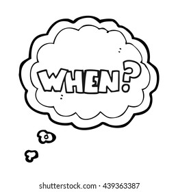 freehand drawn black and white cartoon when? word