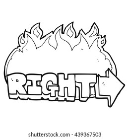 freehand drawn black and white cartoon right symbol