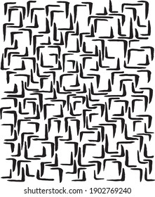 Freehand drawn boomerang like abstract shapes loosely distributed into rough pattern on white base