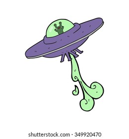 freehand drawn cartoon alien spaceship