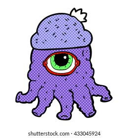 freehand drawn cartoon alien wearing  hat