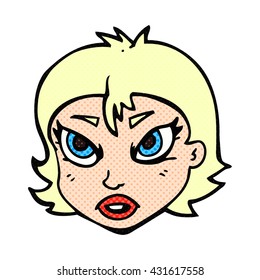 freehand drawn cartoon angry female face