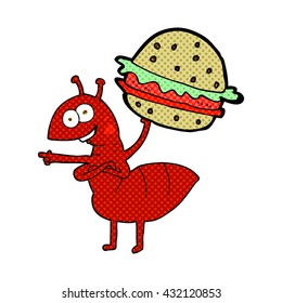 freehand drawn cartoon ant carrying food