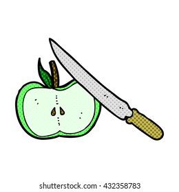 freehand drawn cartoon apple being sliced