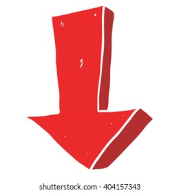 freehand drawn cartoon arrow pointing down illustration