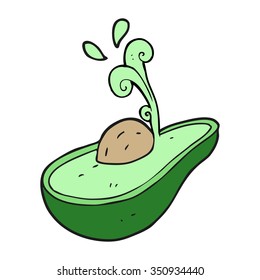 freehand drawn cartoon avocado