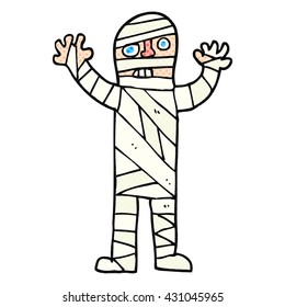 freehand drawn cartoon bandaged mummy