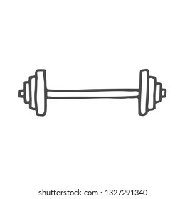 Freehand drawn cartoon barbell. Vector doodle rod.