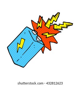 freehand gezeichnete Cartoon-Batterie-Funken