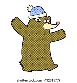 freehand drawn cartoon bear wearing hat
