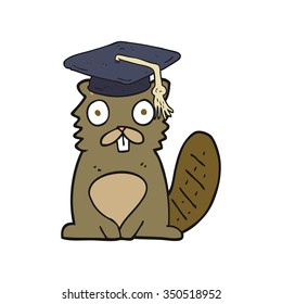 freehand drawn cartoon beaver graduate