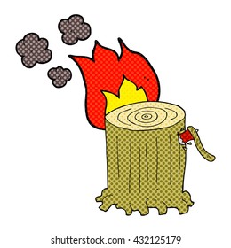 freehand drawn cartoon big tree stump