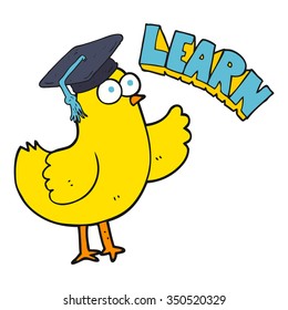 freehand drawn cartoon bird with learn text