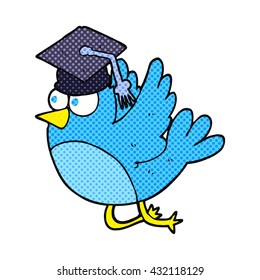 freehand drawn cartoon bird wearing graduation cap