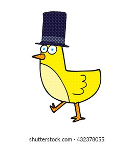 freehand drawn cartoon bird wearing hat