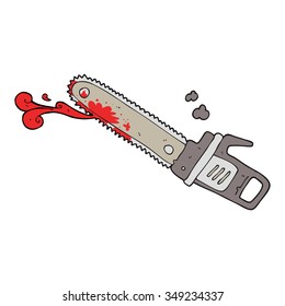 freehand drawn cartoon bloody chainsaw