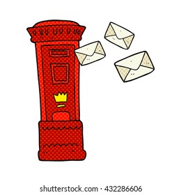 freehand drawn cartoon british post box