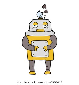 robot de dibujos animados a mano libre roto