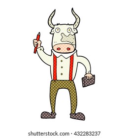 freehand drawn cartoon bull man