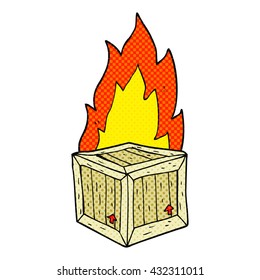 freehand drawn cartoon burning crate