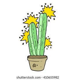 freehand drawn cartoon cactus