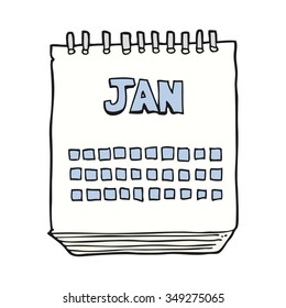 freehand drawn cartoon calendar showing month of january