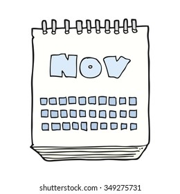 freehand drawn cartoon calendar showing month of november