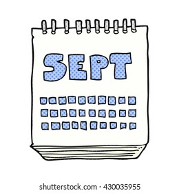 freehand drawn cartoon calendar showing month of September