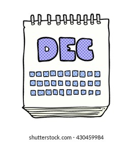 freehand drawn cartoon calendar showing month of december