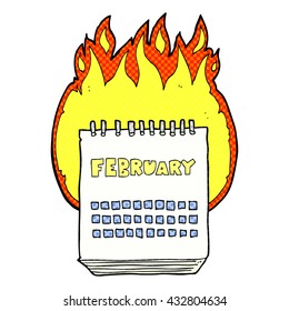 freehand drawn cartoon calendar showing month of february