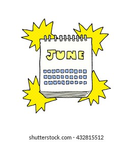 freehand drawn cartoon calendar showing month of