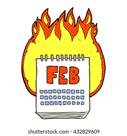freehand drawn cartoon calendar showing month of february