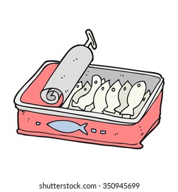 freehand drawn cartoon can of sardines